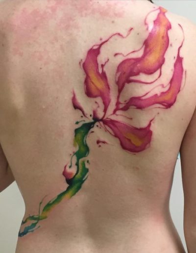 burning flower tattoo