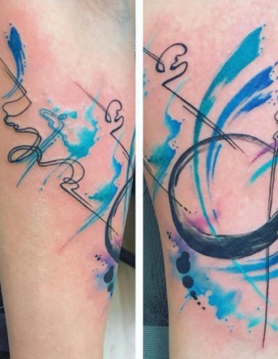 watercolor and lines tattoo