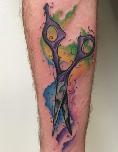 watercolor scissors tattoo